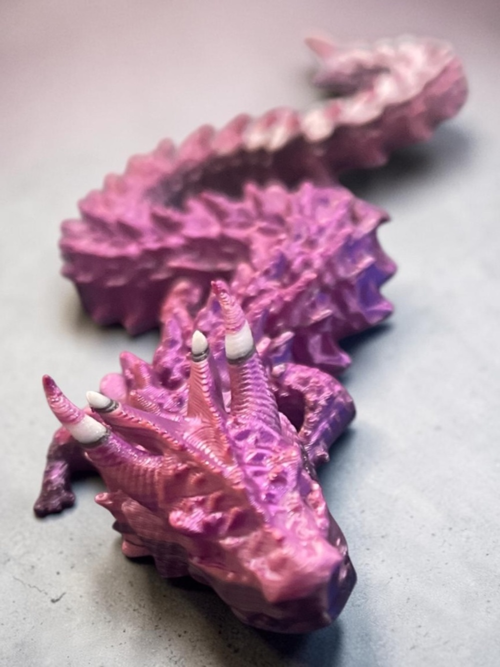 10” 3D Articulated Metallic Purple Pink and White Dragon - Picture 10 of 14